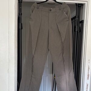Straight- Distressed Leg Dress Pants - Taupe